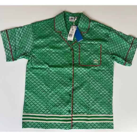adidas Tops - Adidas Adicolor 70s Satin Shirt IK7880 Green Women's Size M New